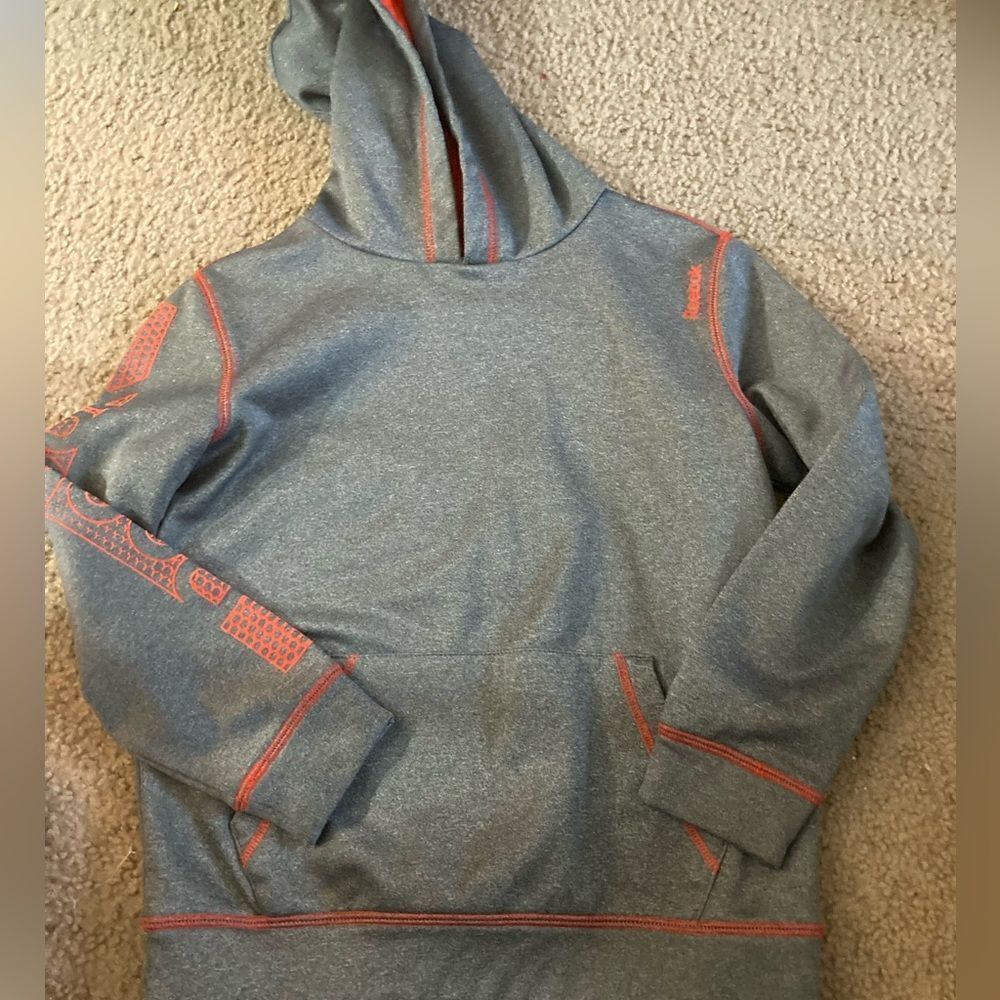 Boys Gray and Orange Reebok Hoodie Sweatshirt